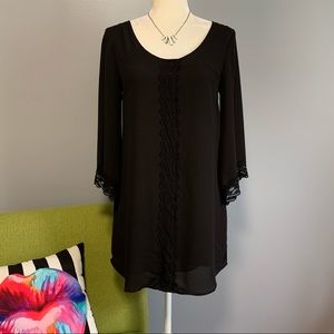 ASTR Black Lace Trim Shift Dress